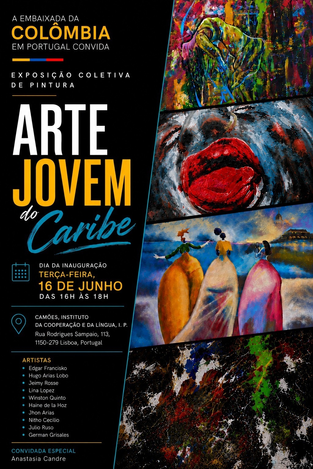 Los vínculos entre el Caribe y la Amazonia visibilizados a través de la exposición colectiva 'Arte joven del Caribe' que inauguró la Embajada de Colombia en Portugal