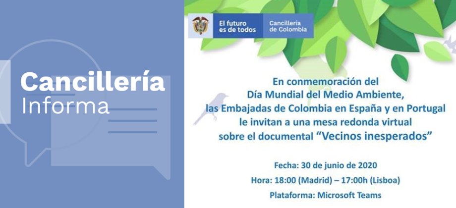 Las embajadas de Colombia en España y Portugal organizaron un conversatorio virtual alrededor del documental: “Vecinos Inesperados”
